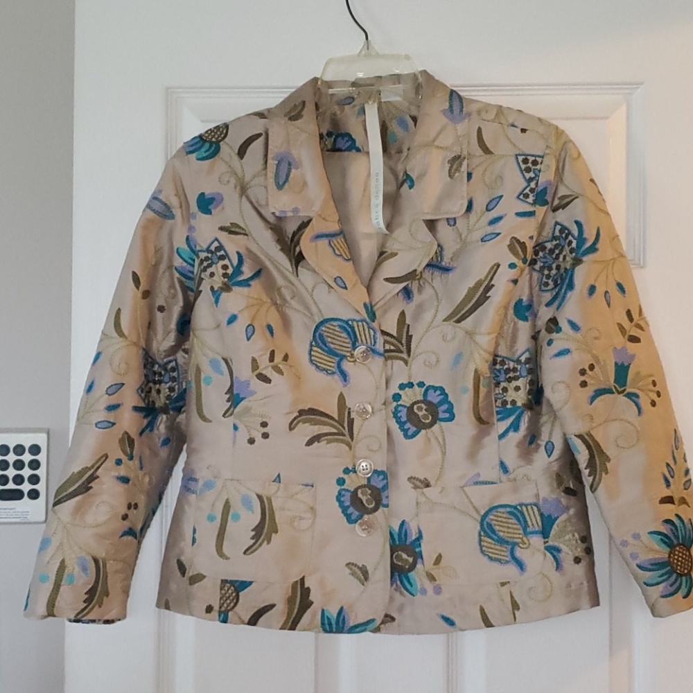 100% silk blazer debra deroo blazer.